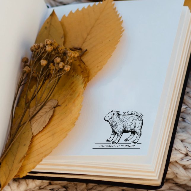Carimbo De Borracha Cute Capybara Ex Libris Book (Criador carregado)
