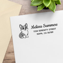 Carimbo De Borracha Cute Corgi Dog Return Address
