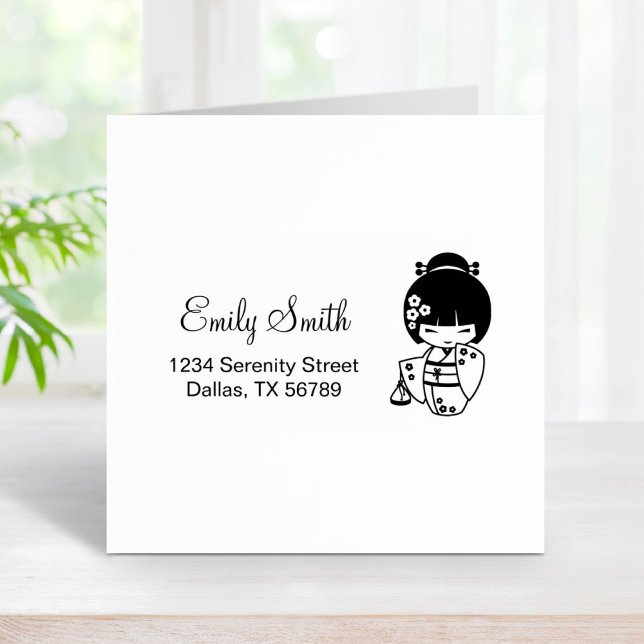 Carimbo De Borracha Cute Geisha Girl Address (Criador carregado)