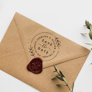 Carimbo De Borracha Cute Modern Wreath & Stylish Script Save The Date