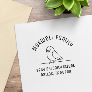 Carimbo De Borracha Cute Parakeet Parrot Family Arch Address