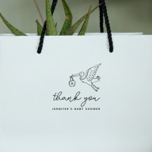 Cute Stork Doodle Baby Shower Obrigado