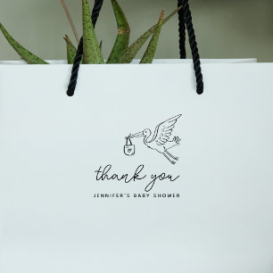 Carimbo De Borracha Cute Stork Doodle Baby Shower Obrigado