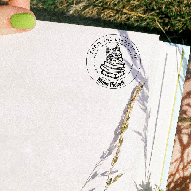 Carimbo De Borracha Cymric Cat, Livro Da Biblioteca De (Criador carregado)