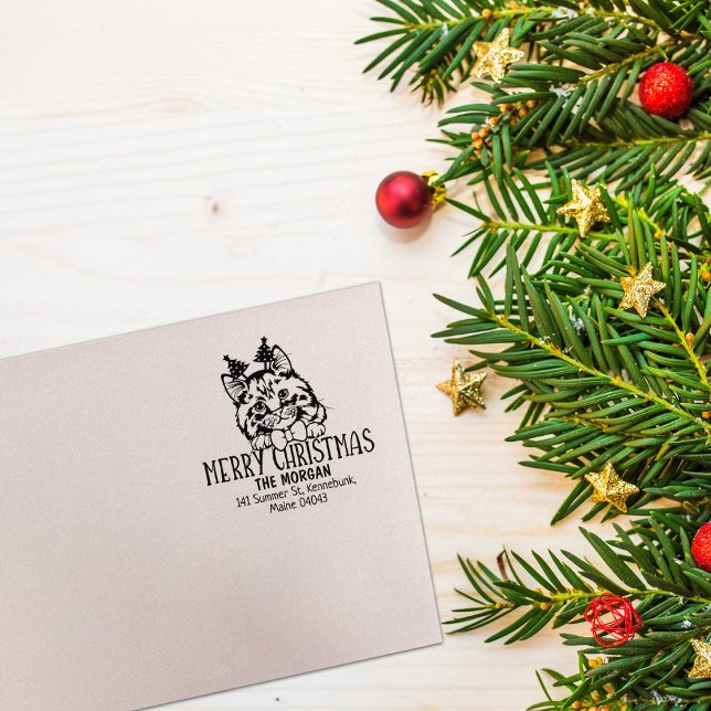 Carimbo De Borracha Cymric Cat Return Endereço Natal (Criador carregado)