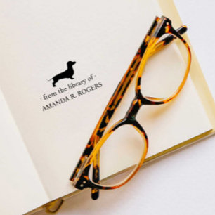 CARIMBO DE BORRACHA DA BIBLIOTECA DE AMANTE DE CÃES DACHSHUND