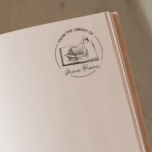 Carimbo De Borracha Da Biblioteca De, Livro De Camas