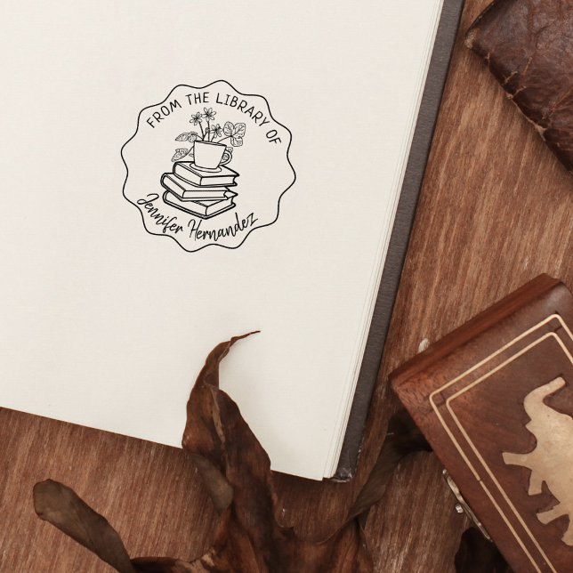 Carimbo De Borracha Da Biblioteca de, Livros e Chá (Criador carregado)