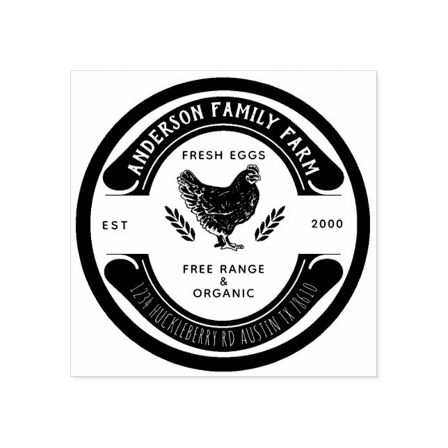 Carimbo de Borracha da Fazenda da Família de Ovos  (Impressão)