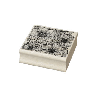 Carimbo de borracha da Flor Blackline