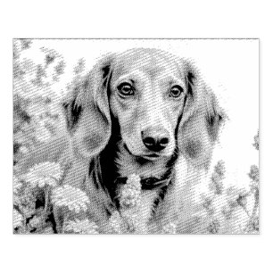 Carimbo De Borracha Dachshund bonito na fazenda
