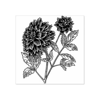 Carimbo De Borracha Dahlia flowers Rubber stamp