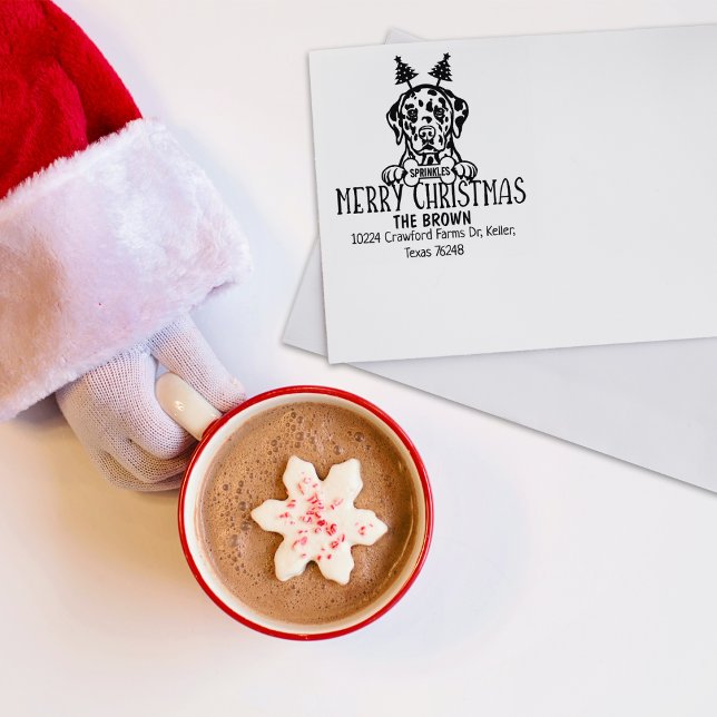 Carimbo De Borracha Dalmaciano Cão Feliz Alojamento de Natal (Criador carregado)