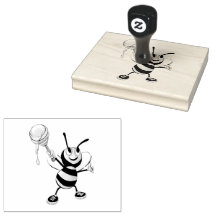 Carimbo de borracha de abelha laranja e negra