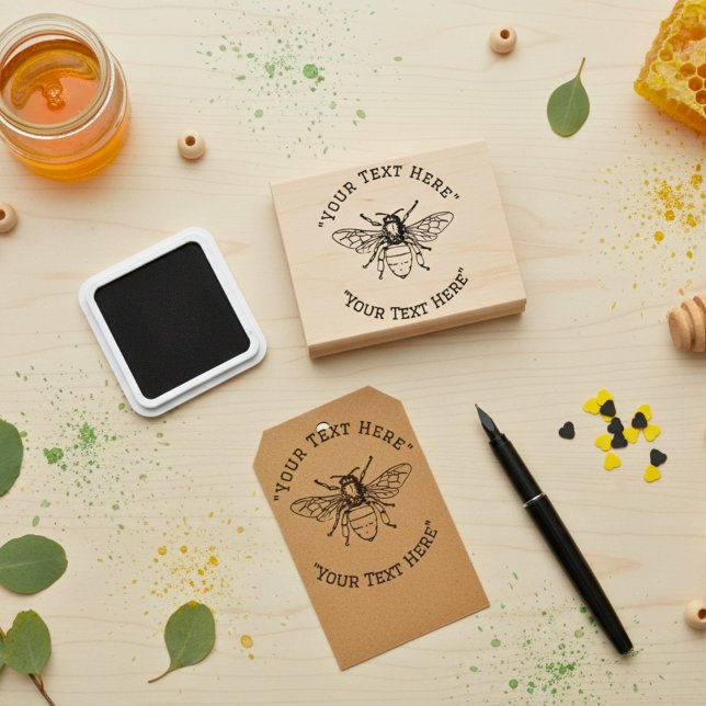 Carimbo de Borracha de Abelhas de Abelhas Personal (Custom Beekeeper Honey Bee Rubber Stamp)