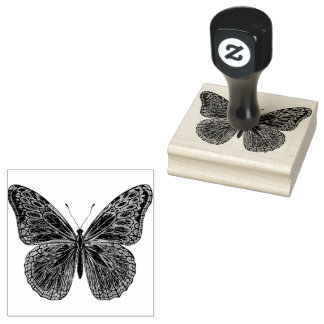Carimbo de borracha de borboleta floreada de rico