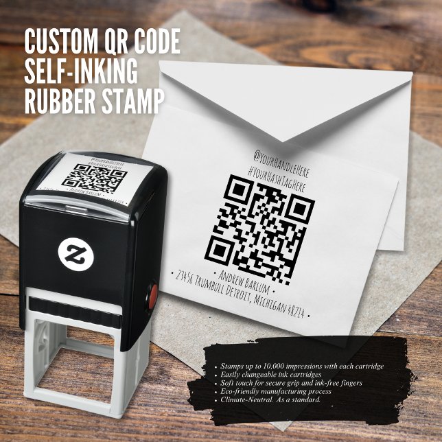 Carimbo de Borracha de Código QR Personalizado (Custom QR Code Rubber Stamp)
