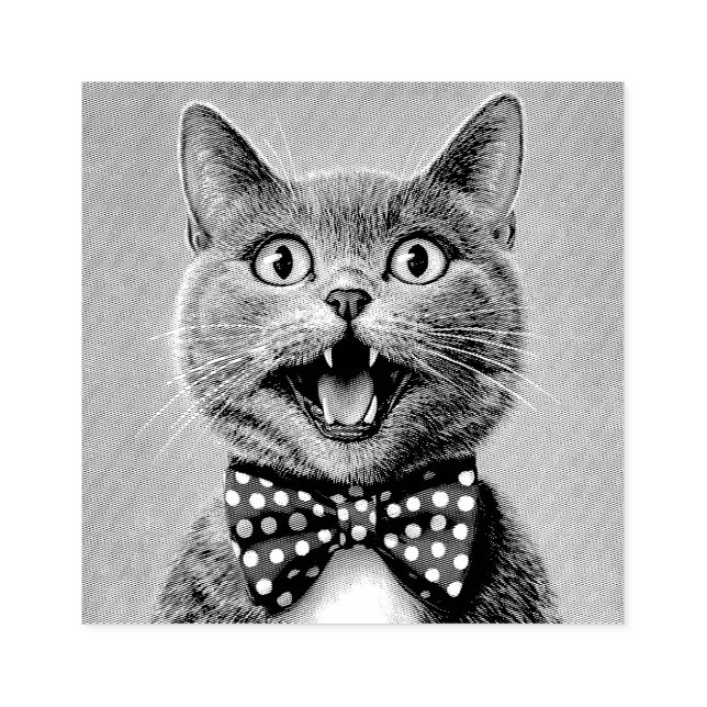 CARIMBO DE BORRACHA DE GATO ENGRAÇADO COM GRAVATA  (Impressão)