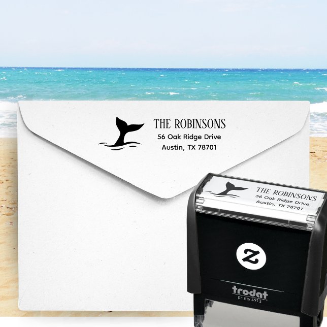 Carimbo de Borracha de Injeção Automática de Ender (Dolphin fin family address self inking stamp)