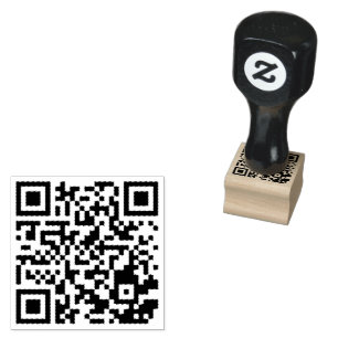 Carimbo de borracha de madeira - Código QR persona