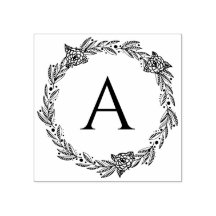 Carimbo de Borracha de Monograma Personalizado Flo