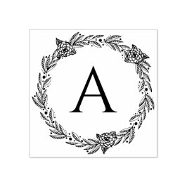 Carimbo de Borracha de Monograma Personalizado Flo