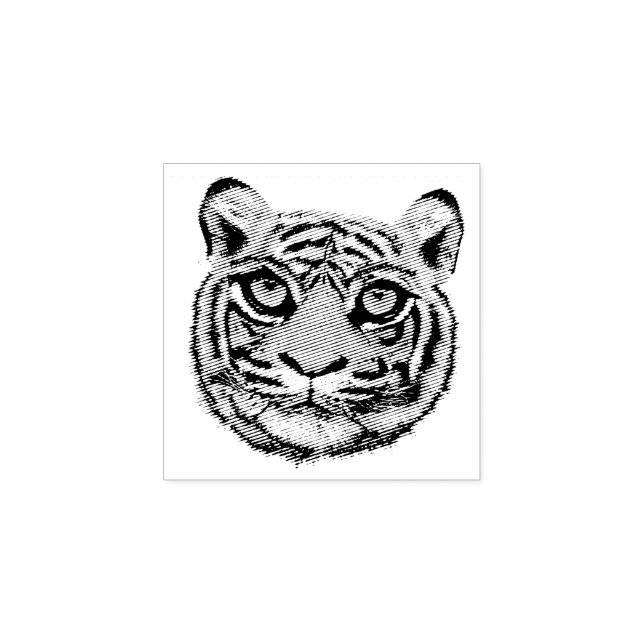 Carimbo de Borracha de Rosto de Gato Selvagem (Impressão)