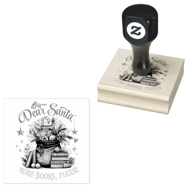 Carimbo De Borracha Dear Santa, More Books Please  (Carimbado)