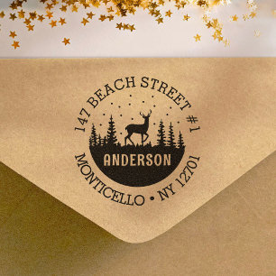 Carimbo De Borracha Deer no Woods Winter Holiday Address