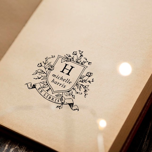 Carimbo De Borracha Desenho Antigo Monograma Ex Libris Nome Livro (Criador carregado)
