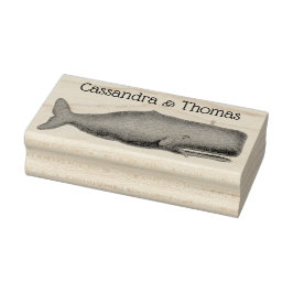 Carimbo De Borracha Desenho de Baleia do Século XIX Antigo N