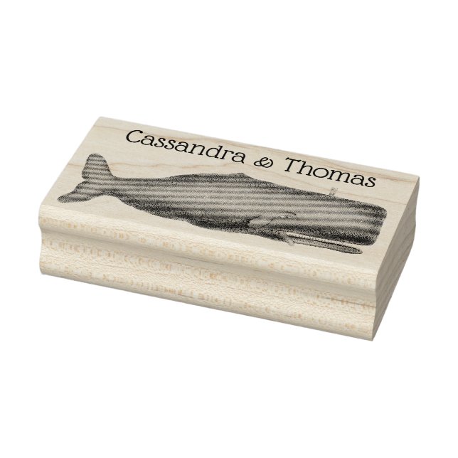 Carimbo De Borracha Desenho de Baleia do Século XIX Antigo N (Carimbo)