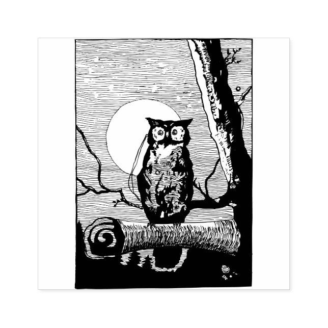 Carimbo De Borracha Desenho de coruja noturna de Vintage (Impressão)
