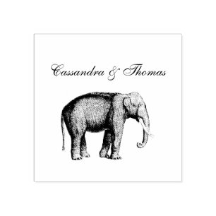 Carimbo De Borracha Desenho de elefante de vinheta