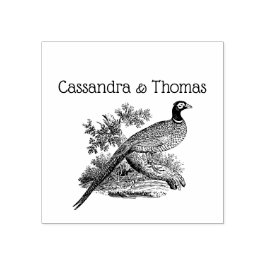 Carimbo De Borracha Desenho de Faisão Antigo Casal Nome de Ave de Caça