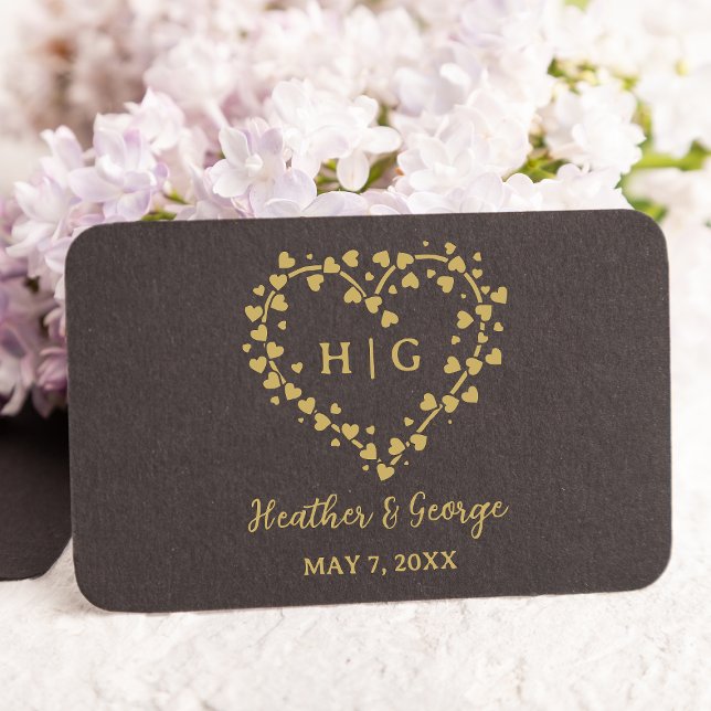 Carimbo De Borracha Desenho de monograma de casamento com corações (Criador carregado)