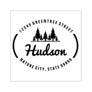 Carimbo De Borracha Design Oval Fir Trees ID304