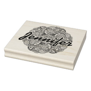 Carimbo De Borracha Design redondo do Doodle
