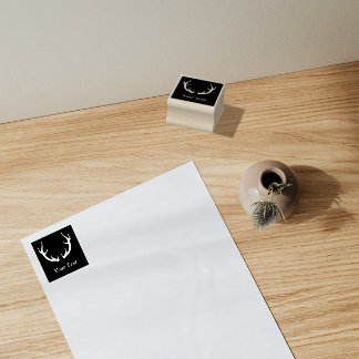 Carimbo De Borracha Design Simple Deer Antler