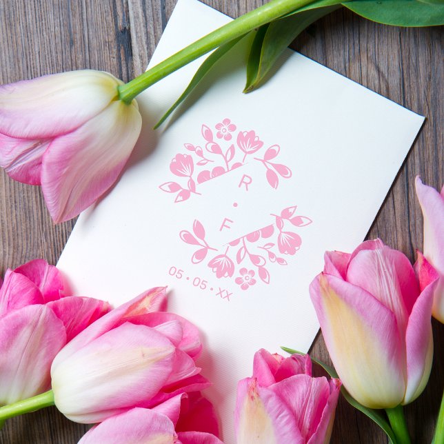 Carimbo De Borracha Diamante Floral Casamento Flores Silvestres Inicia (Criador carregado)