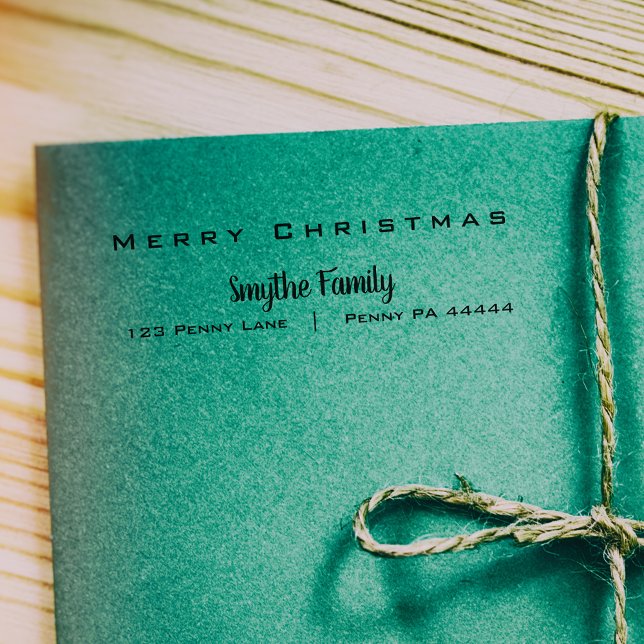 Carimbo de Borracha do Nome da Família Merry Chris (Modern Merry Christmas Family Name Rubber Stamp
)