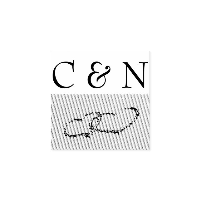 Carimbo De Borracha Dois Corações Na Areia