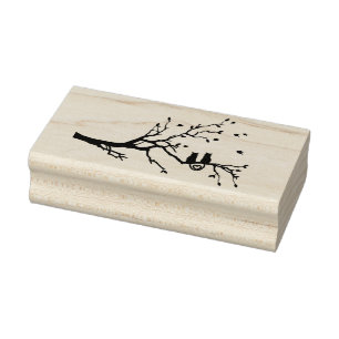 Carimbo De Borracha Dois gatos na silhueta da árvore de amor