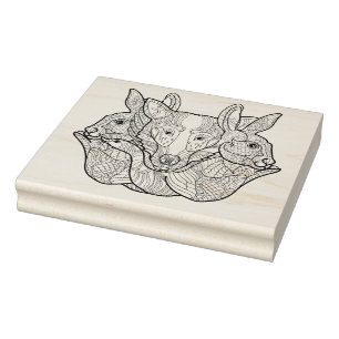 Carimbo De Borracha Doodle animal do grupo