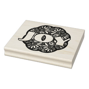 Carimbo De Borracha Doodle bonito do quadrado preto de Deco