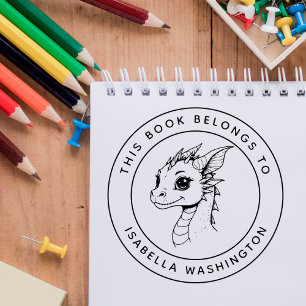 Carimbo De Borracha Dragão-Bebê Personalizado Este Livro Pertence Ao N