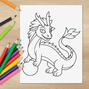 Carimbo De Borracha Dragão Chinês Colorir