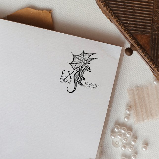 Carimbo De Borracha Dragão Fantasia, Ex Libris de Livro Personalizado  (Criador carregado)