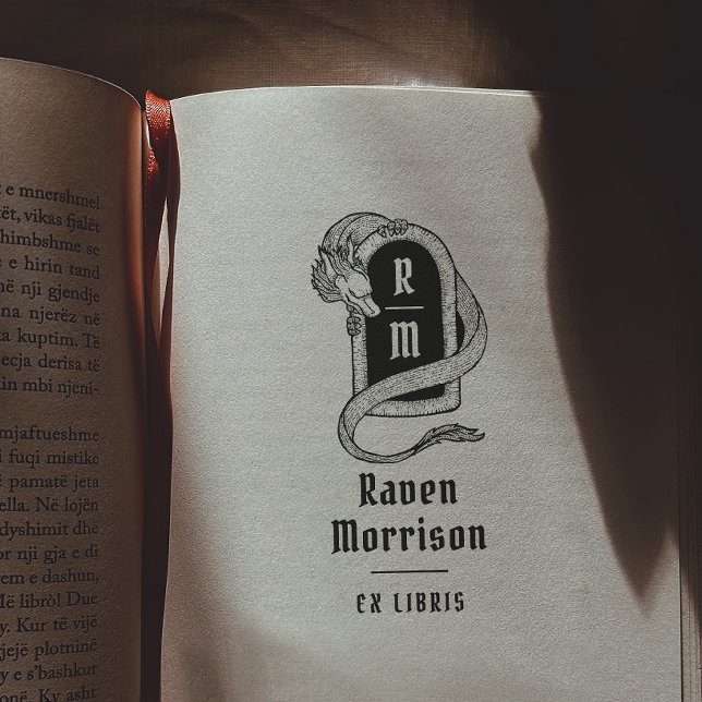 Carimbo De Borracha Dragão Místico Gótico Ex-Livro Libris (Rubber Stamp Mock-up)