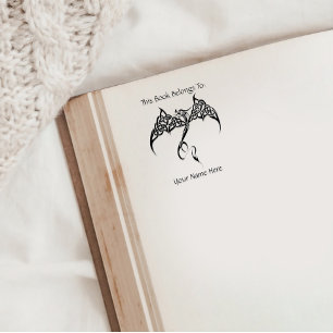 Carimbo De Borracha Dragão Preto Tribal Celular Branco